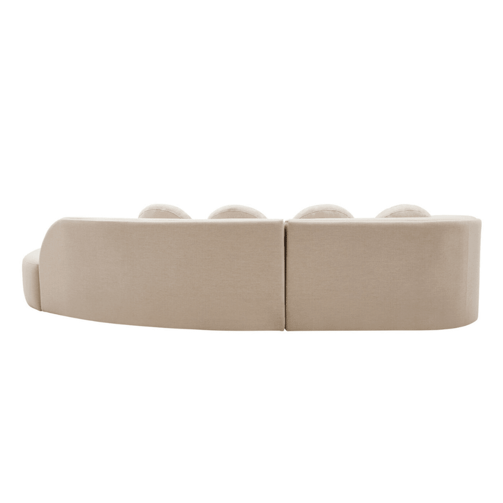 Keyen Cream Linen 3 seater Curved Sofa Sofa 