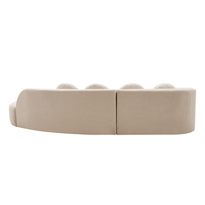 Keyen Cream Linen 3 seater Curved Sofa Sofa 