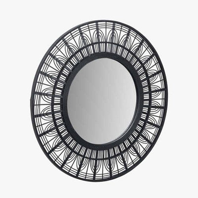Kiruna Black Bamboo Frame Round Wall Mirror Accessories 