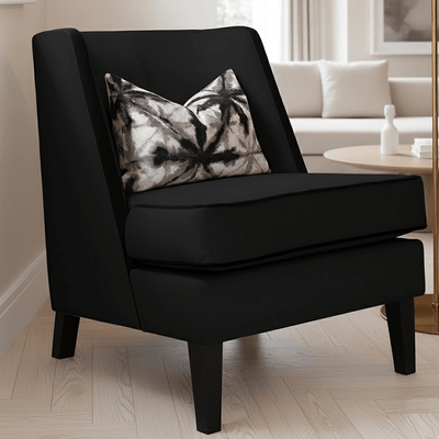 Knightsbridge Black Velvet Accent Chair With Black Piping Furniture 