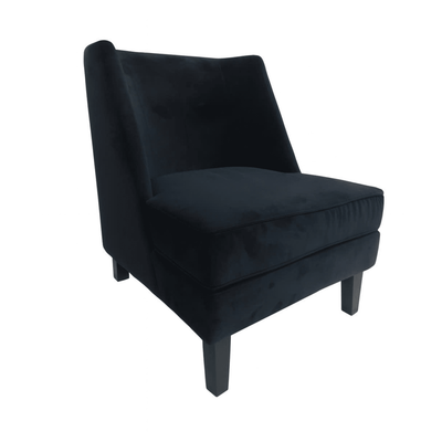 Knightsbridge Black Velvet Accent Chair With Black Piping Furniture 