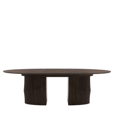 Koldrum Dark Wood Extendable Dining Table with Panelled Detail Furniture 