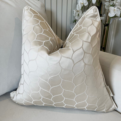 Kyoto Beige Textured Patterned Cushion Cover - 50x50cm Textiles 
