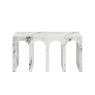 Kyoto Luxury White Marble Effect Arched Console Table Furniture 