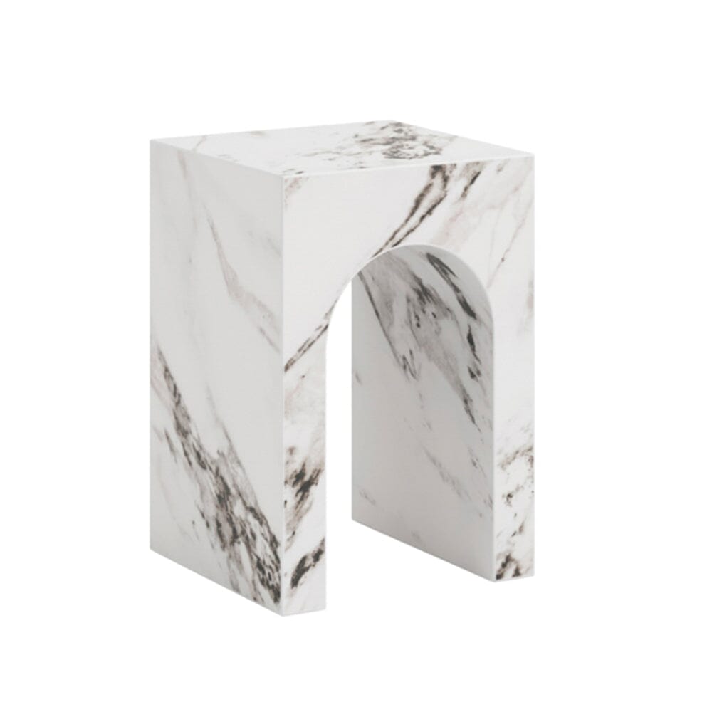 Kyoto Luxury White Marble Effect Arched Side Table Furniture 