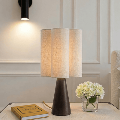 Lagos Walnut Table Lamp with Fluted Linen Shade Lighting 