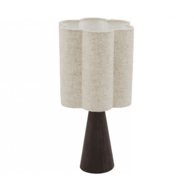 Lagos Walnut Table Lamp with Fluted Linen Shade Lighting 