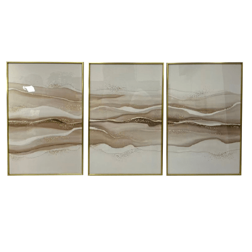 Laila Taupe & Gold Framed Wall Art - Set of 3 Accessories 