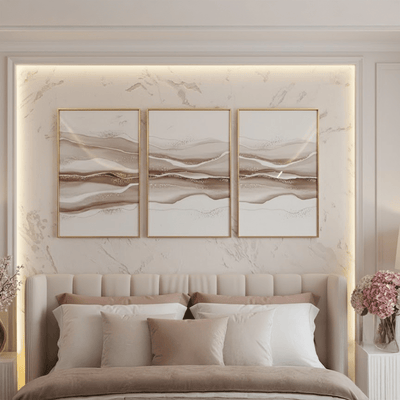 Laila Taupe & Gold Framed Wall Art - Set of 3 Accessories 