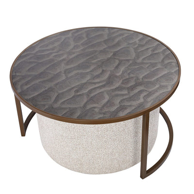 Lancaster Bronze Ripple Effect Coffee Table with Nesting Pouffe Furniture 