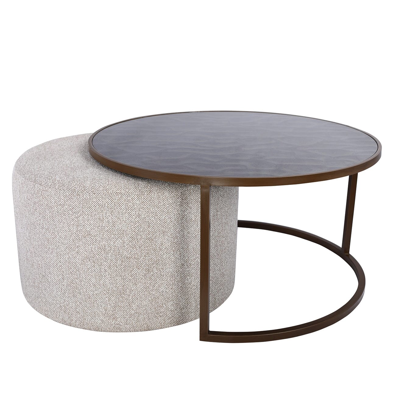 Lancaster Bronze Ripple Effect Coffee Table with Nesting Pouffe Furniture 