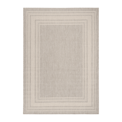 Lara Grey Indoor Outdoor Rug with Cream Border Textiles 