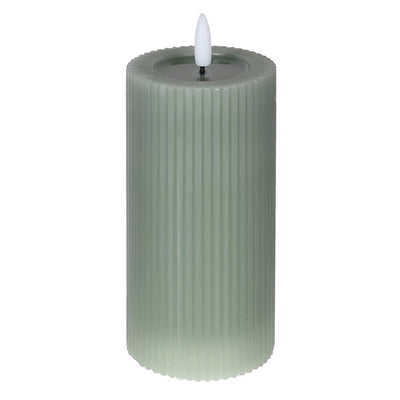 Large Sage Green Realistic Ribbed LED Candle Fragrance 
