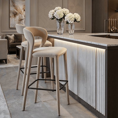 Larson Taupe Velvet Upholstered Bar Stool Furniture 