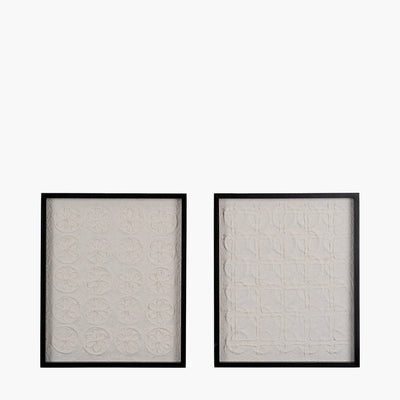 Laurel Circular Patterned Paper Wall Art with Black Frame - Set of 2 Accessories 