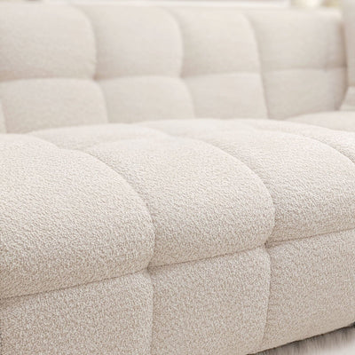 Layla Tufted Oatmeal Boucle Chunky Sofa Range Sofa 
