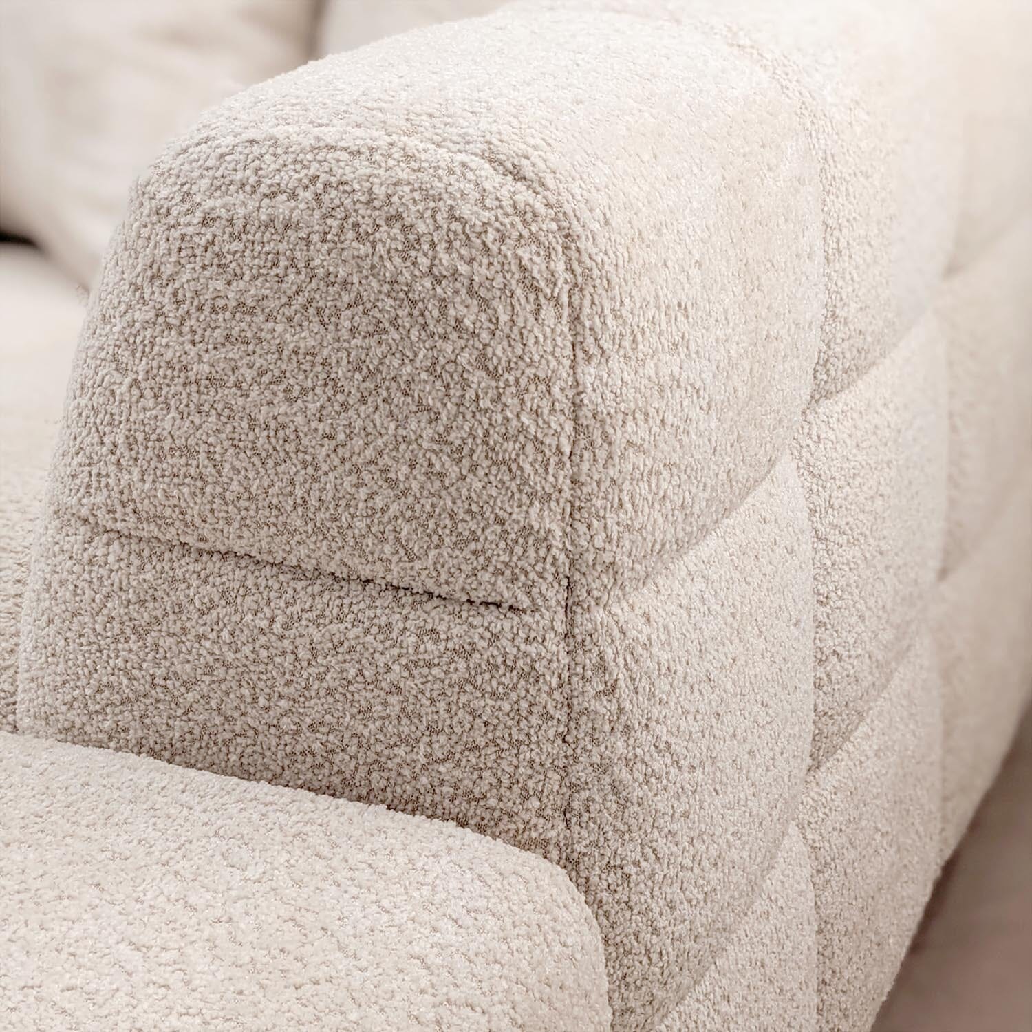 Layla Tufted Oatmeal Boucle Chunky Sofa Range Sofa 