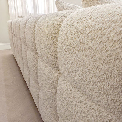 Layla Tufted Oatmeal Boucle Chunky Sofa Range Sofa 