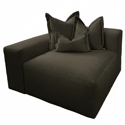Lenox Shadow Grey Velvet Pillow Back Modular Sofa Range Sofa 