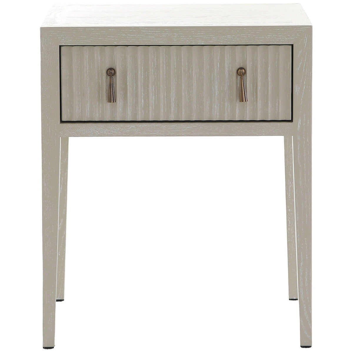 Lettos Whitewash Wooden Ribbed Front 1 Drawer Bedside Table Furniture 