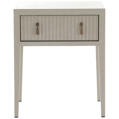 Lettos Whitewash Wooden Ribbed Front 1 Drawer Bedside Table Furniture 