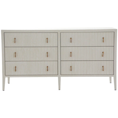 Lettos Whitewash Wooden Ribbed Front 6 Drawer Chest Furniture 