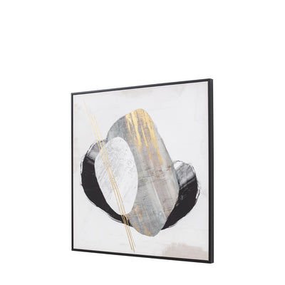 Levante Monochrome Abstract Framed Canvas Wall Art with Gold Detail Accessories 