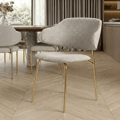 Libbie Beige & Gold Dining Chair Furniture 