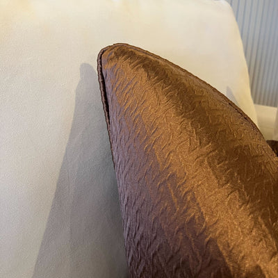 Liberty Mocha Textured Cushion with Satin Pipe- 50x50cm 