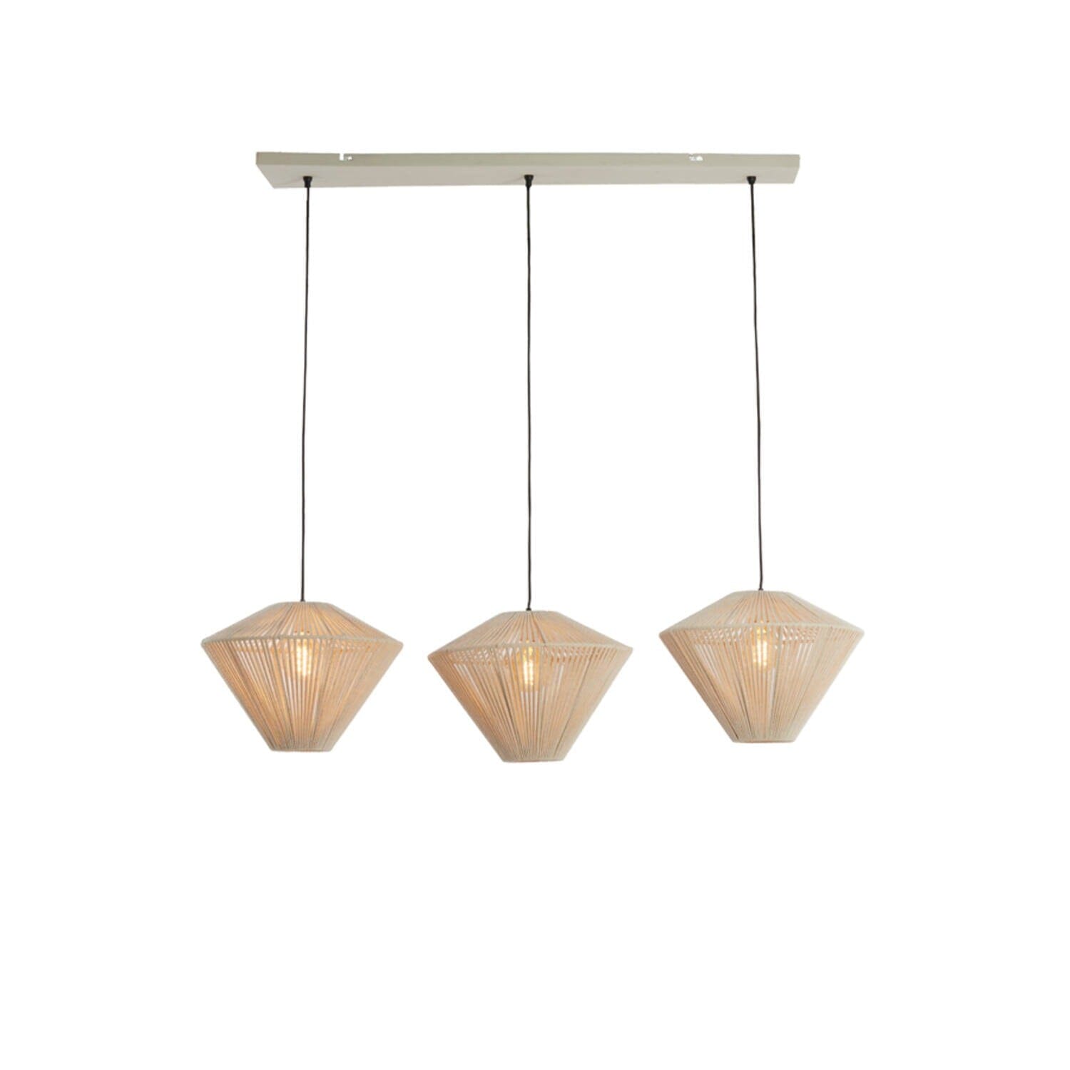 Lilila Cream Rope Detail 3 Light Pendant Ceiling Light Lighting 
