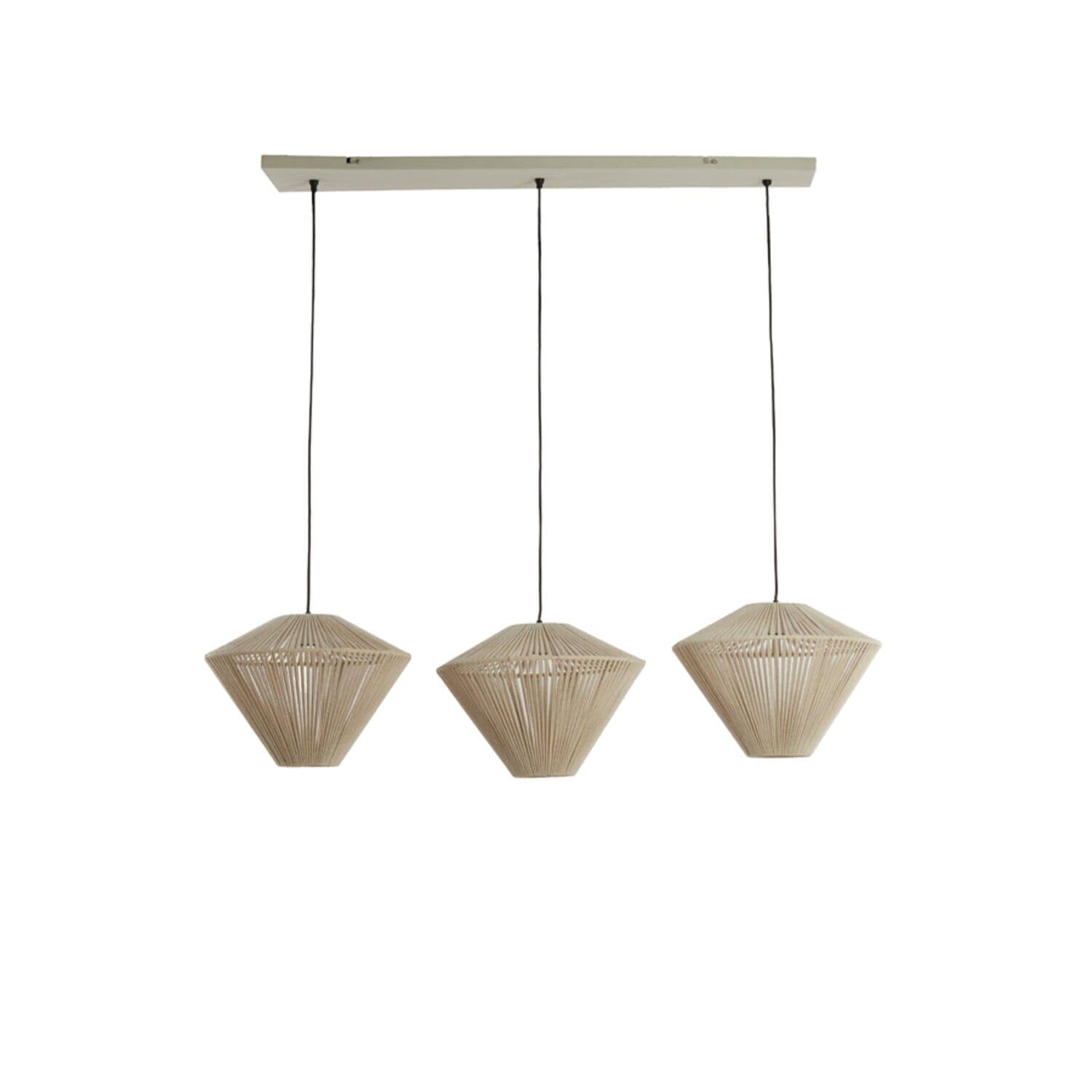 Lilila Cream Rope Detail 3 Light Pendant Ceiling Light Lighting 