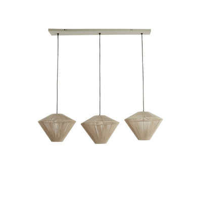 Lilila Cream Rope Detail 3 Light Pendant Ceiling Light Lighting 