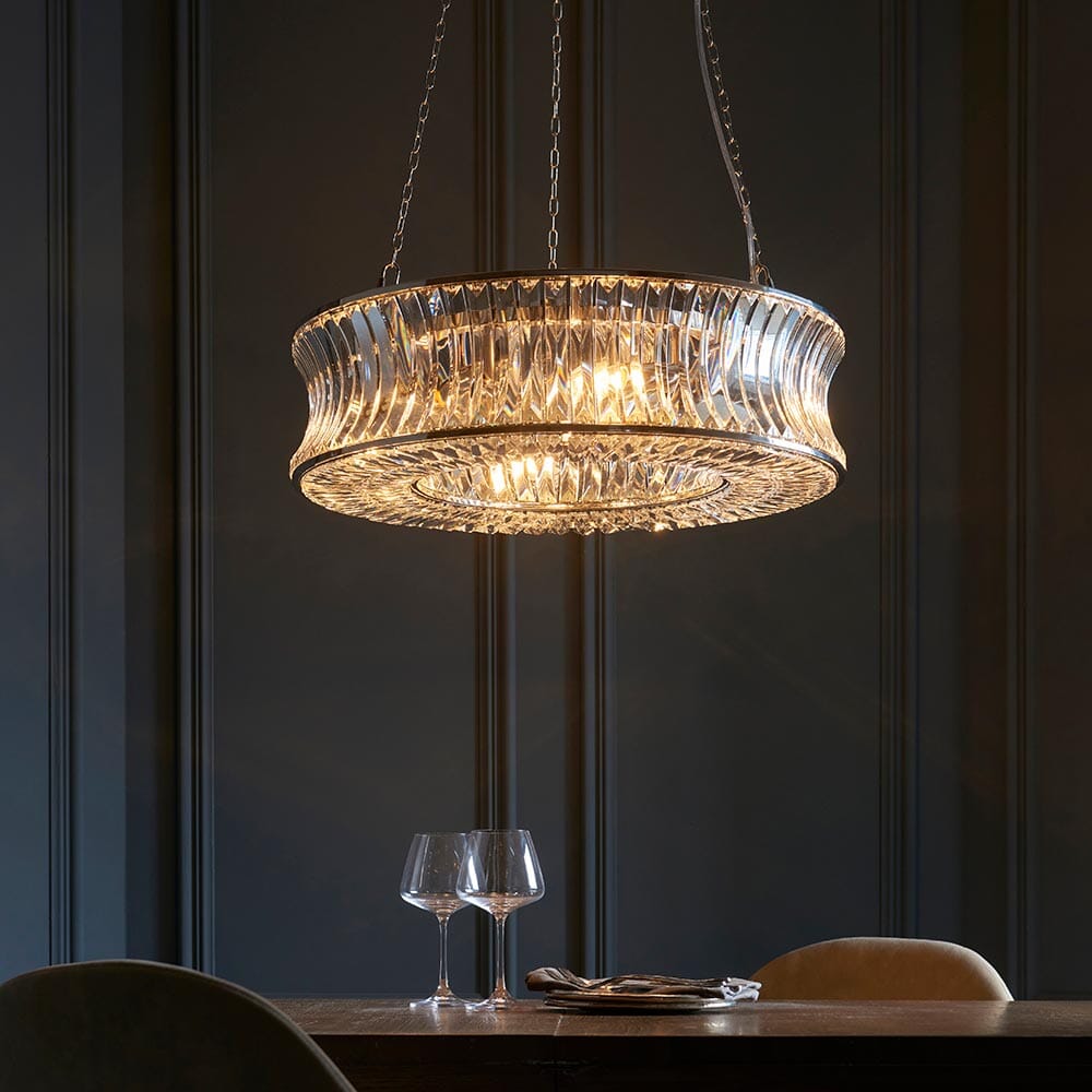 Limone Nickel & Glass 6 Light Pendant Ceiling Light Lighting 