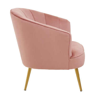 Liora Pink Velvet Curved Accent Chair with Gold Legs Furniture 