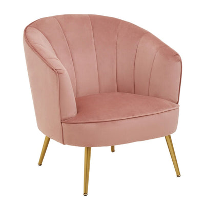 Liora Pink Velvet Curved Accent Chair with Gold Legs Furniture 