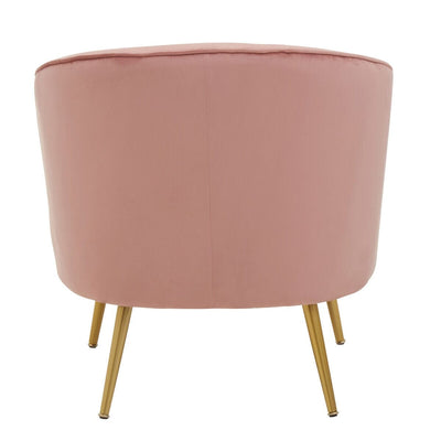 Liora Pink Velvet Curved Accent Chair with Gold Legs Furniture 