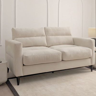 Lisbon Cream Velvet Sofa Range with Stitch Detailing Sofa 