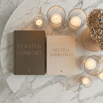 Lisle Cream & Brown Linen Effect Decorative Book Boxes - Set of 2 Accessories 