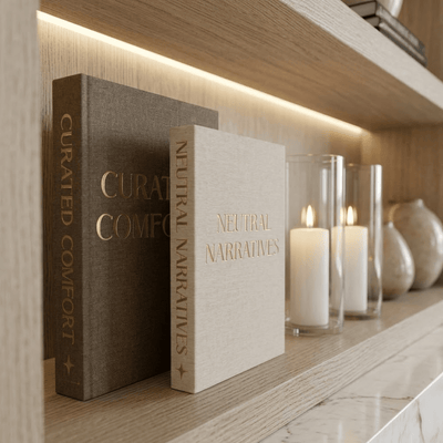 Lisle Cream & Brown Linen Effect Decorative Book Boxes - Set of 2 Accessories 