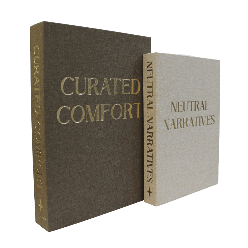 Lisle Cream & Brown Linen Effect Decorative Book Boxes - Set of 2 Accessories 