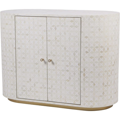 Livia Cream & Gold Patterned Bone 2 Door Cabinet Furniture 