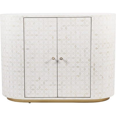 Livia Cream & Gold Patterned Bone 2 Door Cabinet Furniture 