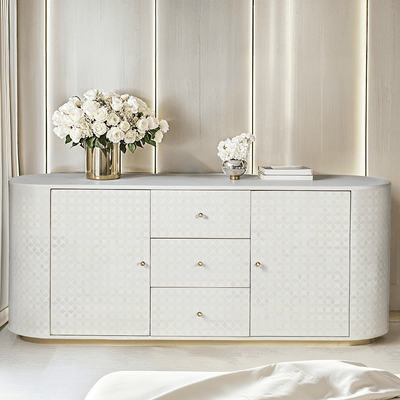 Livia Cream & Gold Patterned Bone Sideboard Furniture 