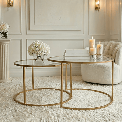 Loire Gold & Glass Nested Coffee Tables - Set of 2 Furniture 