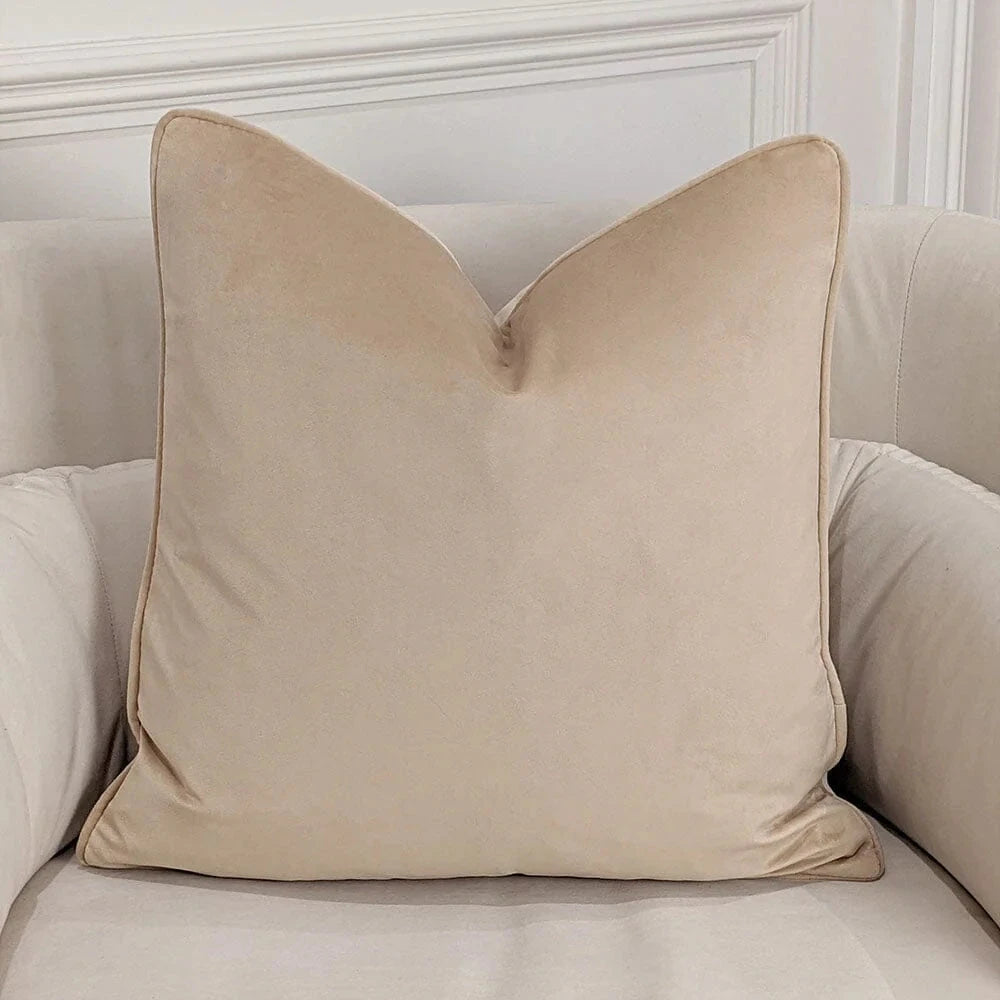 London Champagne Velvet Piped Cushion Cover - 46x46cm Textiles 