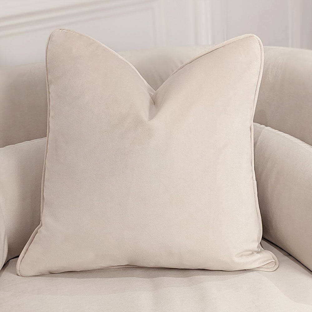 London Oyster Velvet Piped Cushion - 46x46cm Textiles 