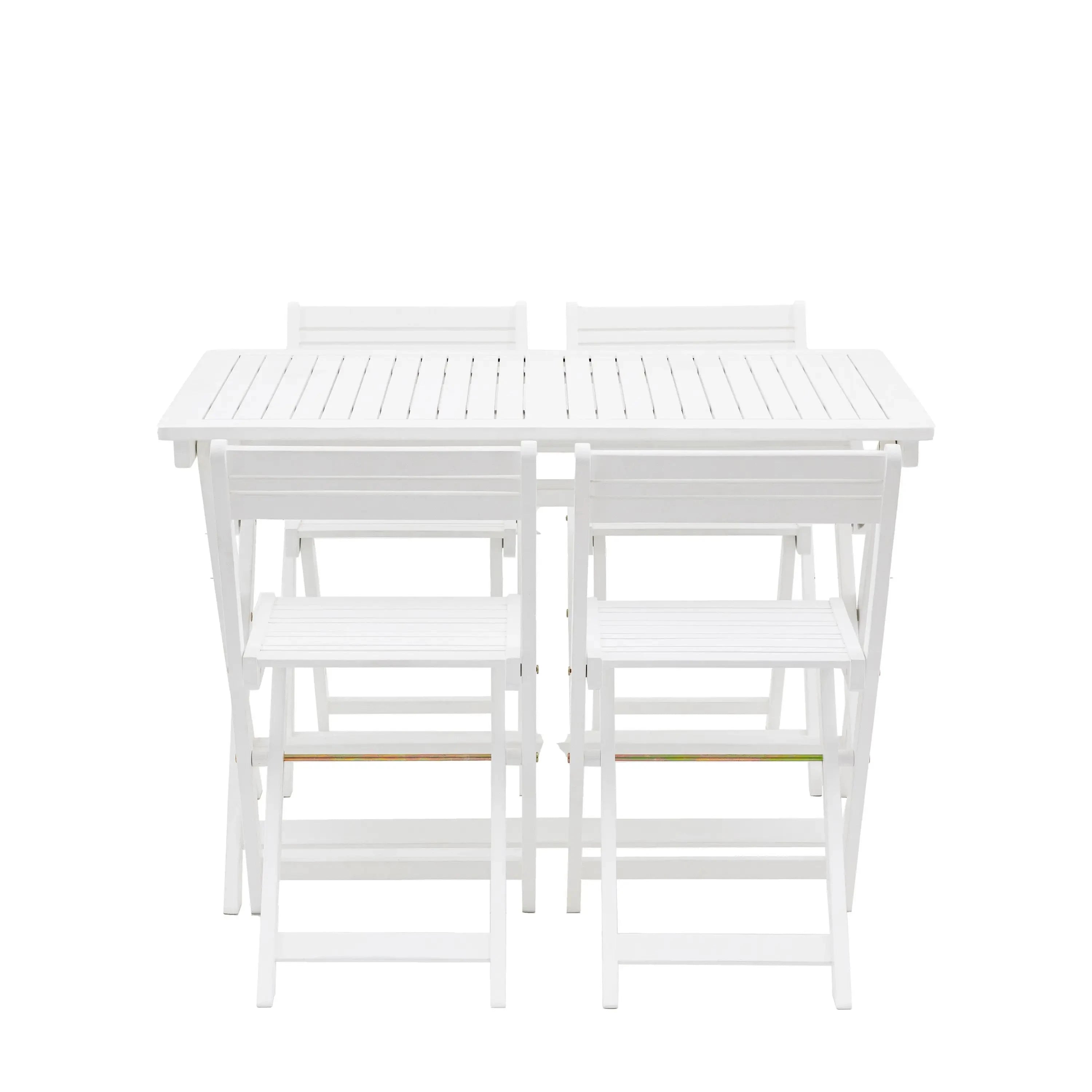 Longfield White Foldable Wooden Dining Set Outdoor 