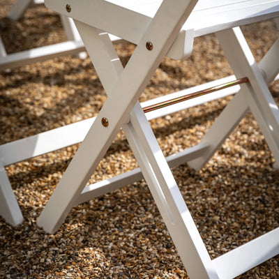 Longfield White Foldable Wooden Dining Set Outdoor 