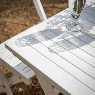 Longfield White Foldable Wooden Dining Set Outdoor 