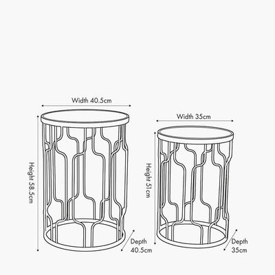 Lorenza Black Metal Side Table with Mirrored Top - Set of 2 Furniture 